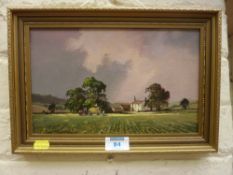 'Farm Near Whitby', oil on board, signed by Don Micklethwaite