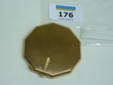 Art Deco gold compact hallmarked 9ct by Turner & Simpson 1938