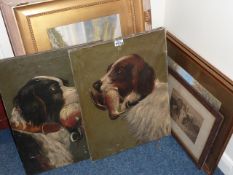 Spaniels Retrieving Game, pair oils on canvas signed and dated L Lloyd 1911, other pictures and