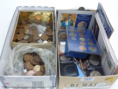 Old coins in two boxes