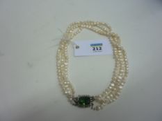 Six strand pearl necklace the clasp stamped silver