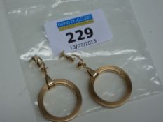 Pair of engine turned gold hoop screw back ear-rings hallmarked 9ct approx 6.2gm