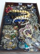 Large quantity of costume jewellery in one box