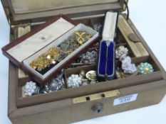 Jewellery case containing vintage and later costume jewellery