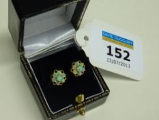 Pair of opal cluster ear-rings