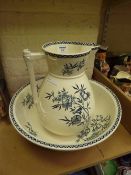 Victorian blue and white wash bowl and jug by Hill Pottery