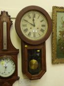 Early 20th Century oak cased drop dial wall clock