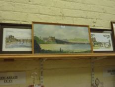South Bay Scarborough oil on board by Robert Sheader and a pair of signed Scarborough prints