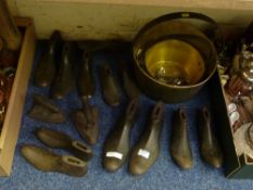 Collection of Iron shoe lasts and two old irons