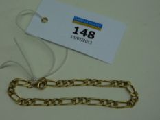 Flattened chain bracelet stamped 375 approx 10.8gm