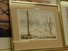 Lakeland Scene and Farmstead, two watercolours signed by Norman Jackson