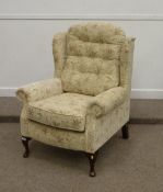 Wing back armchair in chenille cover