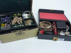 Costume jewellery in two boxes