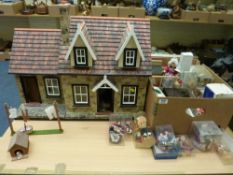Dolls house with accessories, costume dolls, etc