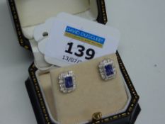 Pair of iolite and cubic zirconia ear-rings stamped 925