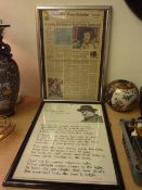 Winston Churchill memorabilia - poster and an Elvis tribute newspaper