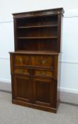 Late Victorian mahogany secretaire cabinet, three tier bookcase top above fitted drawer with fall