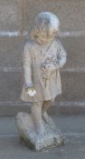Victorian marble figure young girl, 78cm
