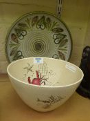 Crown Devon Fieldings bowl decorated with sea life and Denby Glyn Colledge shallow bowl