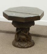 Extensively carved hardwood pedestal table with octagonal top, 71cm
