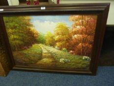 Woodland scene oil on canvas