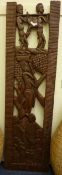 Large African carved wood story panel, 200cm