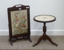 Mahogany framed folding firescreen table and a similar wine table