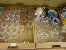 Royal Doulton and other crystal glasses, bowls, etc in two boxes