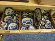 Large collection of Booths 'Real Old Willow' blue and white dinner and tea ware in three boxes