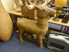 Large rattan model of a stag, 100cm high