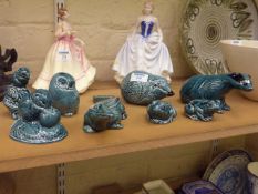 Eight Poole Pottery Wildlife sculptures