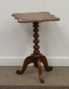 Victorian mahogany wine table with shaped top bobbin turned column, 47cm square