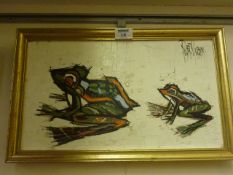 Two Frogs, oil on canvas by Roger Murray