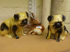 Mid 20th Century Royal Dux model of a deer, impressed no.657 50 and a pair of 19th Century pottery