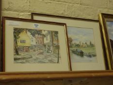 'Kings Square, York' and 'The Canal Frampton', pair of watercolours signed P.B. Rennison