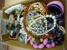Beads, costume jewellery and miscellanea in one box