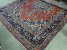 Persian Meshed blue ground rug, 338cm x 238cm