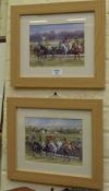 'Over the Jumps', pair watercolours by George H 'Griff' Griffiths