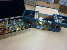 Vintage and later costume jewellery in two boxes
