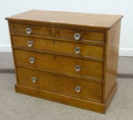 Victorian chest of two short and three long drawers with original glass handles