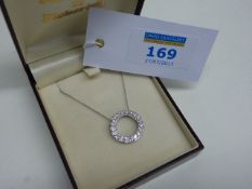 Circular diamond (approx 1 carat) pendant necklace stamped 750