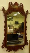 Early 20th Century Pier glass in mahogany fretwork, Chippendale style frame, 69 x 120cm