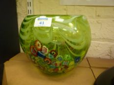 Murano type millefiori green glass vase, 18cm