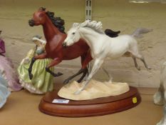 Franklin Mint sculpture of two running horses
