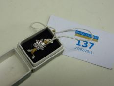 Flower set seven stone diamond ring hallmarked 18ct