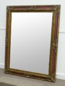 Large rectangular gilt framed bevel edged wall mirror, 120cm x 150cm