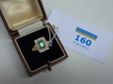 Emerald and diamond ring hallmarked 9ct