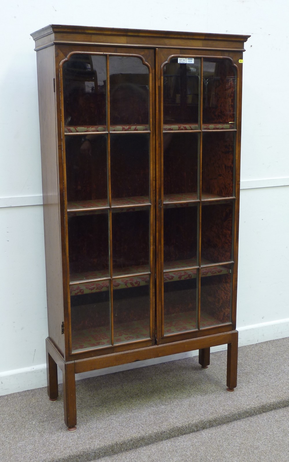 19th Century walnut bookcase on stand enclosed by two astragal glazed doors 91cm x 173cm