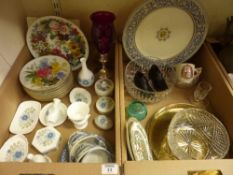 Wedgwood Clementine trinket ware, set of nine floral design plates, Myott ware gateau plate,