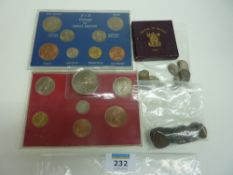 Collection of pre-1947 silver threepenny bits, 1951 Festival of Britain Crown, 1980 Queen Mother's